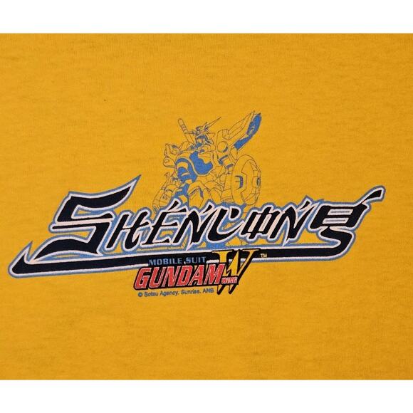 Vtg Mobile Suit Gundam Wing T Shirt Shenlong L Yellow Manga Japan Anime GundamW - Picture 2 of 9